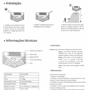 Luminária de Parede | 2W | Fotovoltaica | MakLed