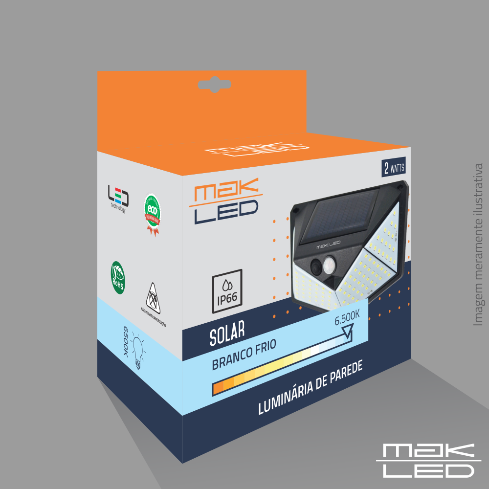 Luminária de Parede | 2W | Fotovoltaica | MakLed - Imagem 3