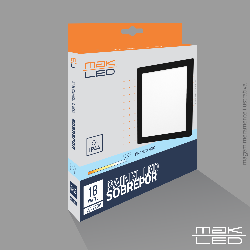 Painel Sobrepor LED | 18W | Preto | DOB - Imagem 2