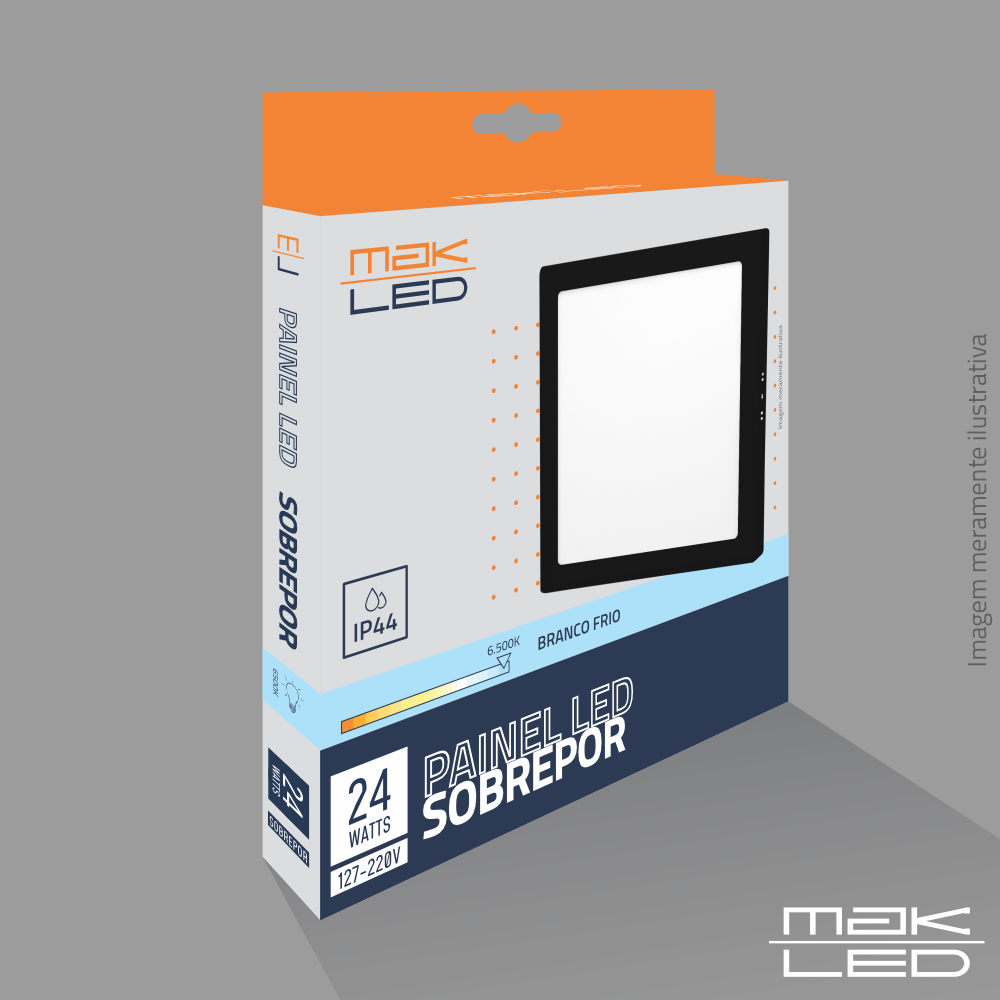 Painel Sobrepor LED | 24W | Preto | DOB - Imagem 2