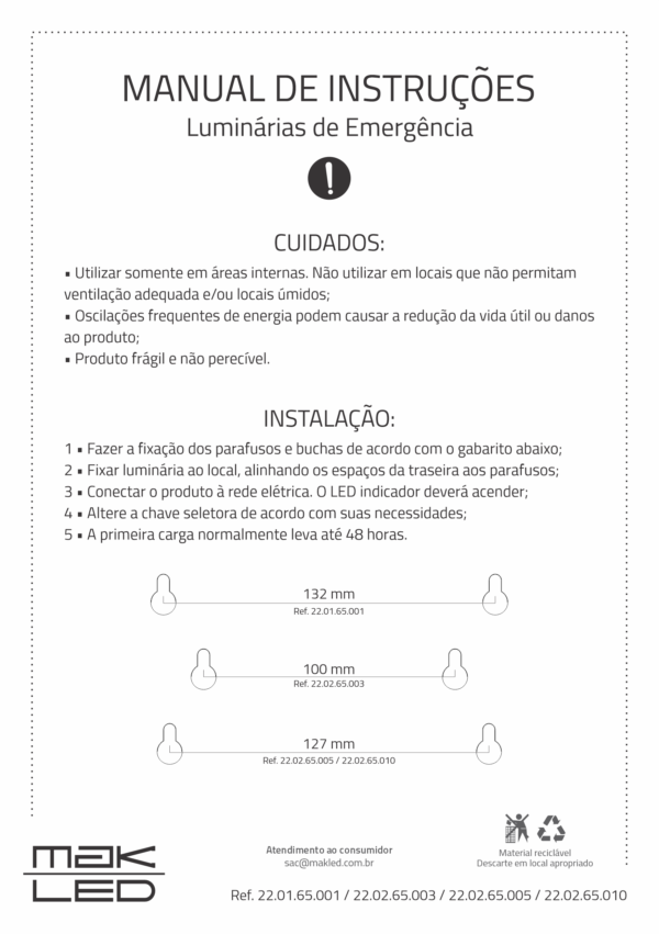 Luminária de Emergência | 3W | 2 Faróis | MakLed - Imagem 2