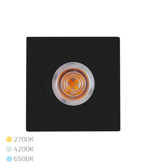 SPOT LED PC PRETO QUADRADO 5W