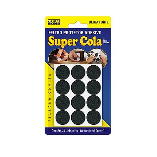 FELTRO REDONDO 20MM PRETO - COM 24 UNIDADES - TEKBOND