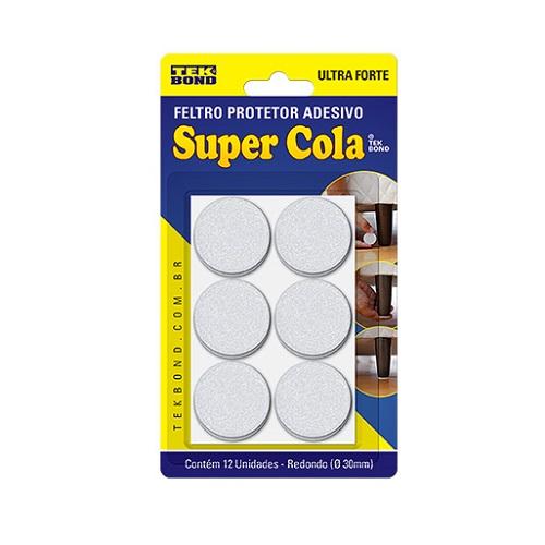 FELTRO REDONDO 30MM BRANCO - COM 12 UNIDADES - TEKBOND
