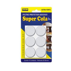 FELTRO REDONDO 30MM BRANCO - COM 12 UNIDADES - TEKBOND