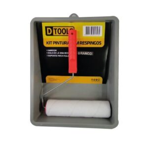 KIT PINTURA COM ROLO DE LÃ SEM RESPINGO 23CM BRANCO 3 PEÇAS - DTOOLS