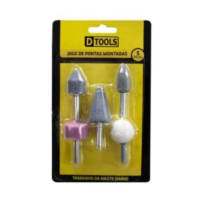 PONTA MONTADA KIT 5 PEÇAS ABRASIVO HASTE 6MM - DTOOLS