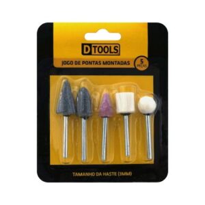 PONTA MONTADA KIT 5 PEÇAS ABRASIVO HASTE 3MM - DTOOLS