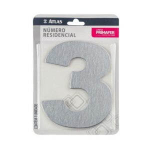 NÚMERO RESIDENCIAL COM ADESIVO CROMADO 3 - ATLAS