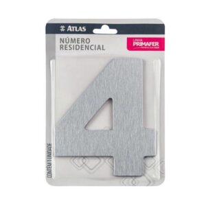 NÚMERO RESIDENCIAL COM ADESIVO CROMADO 4 - ATLAS