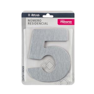 NÚMERO RESIDENCIAL COM ADESIVO CROMADO 5 - ATLAS