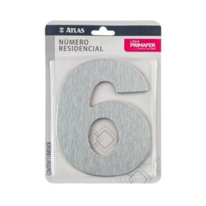NÚMERO RESIDENCIAL COM ADESIVO CROMADO 6 - ATLAS
