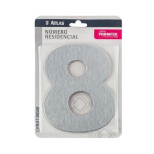 NÚMERO RESIDENCIAL COM ADESIVO CROMADO 8 - ATLAS