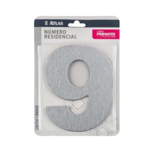 NÚMERO RESIDENCIAL COM ADESIVO CROMADO 9 - ATLAS