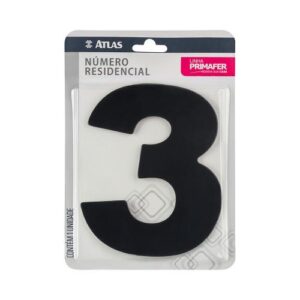 NÚMERO RESIDENCIAL COM ADESIVO PRETO 3 - ATLAS