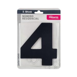 NÚMERO RESIDENCIAL COM ADESIVO PRETO 4 - ATLAS