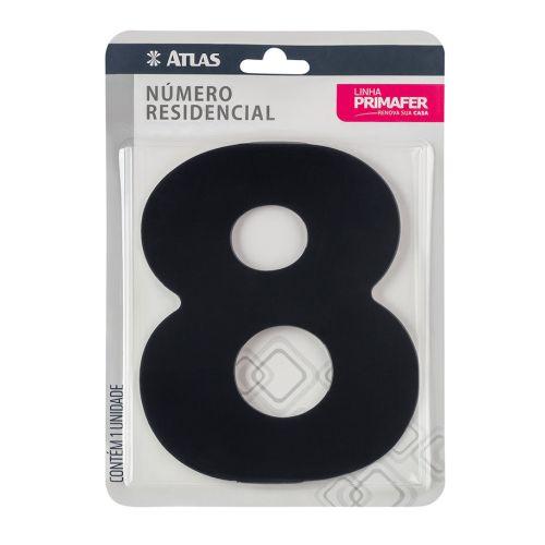 NÚMERO RESIDENCIAL COM ADESIVO PRETO 8 - ATLAS